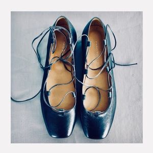 FABIO RUSCONI metallic genuine leather flats